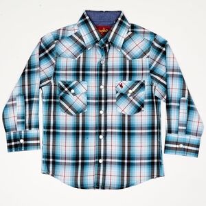 Plaid pearl snap rodeo shirt